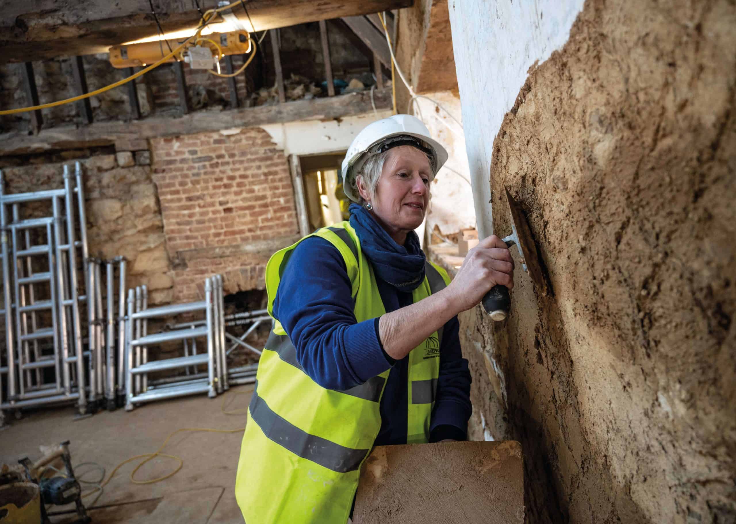 Julie Haddow from Lime Repair plastering at The Sherborne